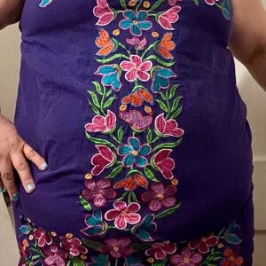 Vibrant Mexican Floral Embroidered Dress